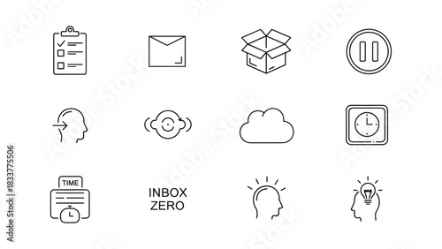 Minimalist line icons for productivity and organization themes
