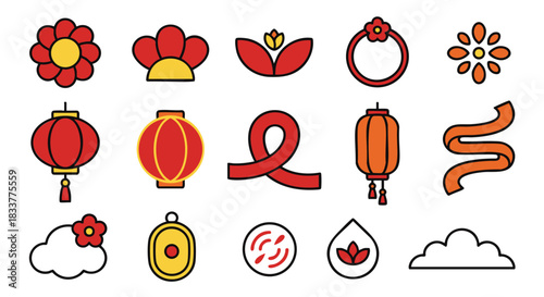 Celebrate Lunar New Year with festive lanterns, flowers, and lucky charms for prosperity