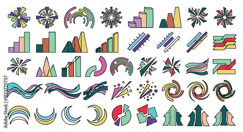 Abstract geometric shapes with bright colors for modern design projects and presentations