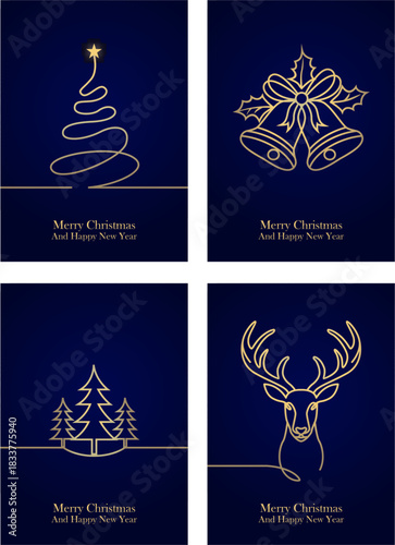 Minimalist Christmas Greeting Cards Set
