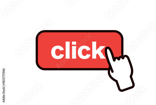 赤いクリックボタンを押す指のイラスト