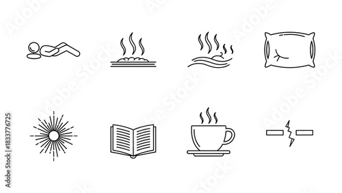 Minimalist icons for spa relaxation and wellness themes