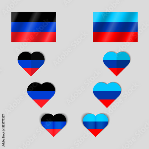 Icons of flags in the form of hearts of the Donetsk and Luhansk People's Republics.Flags of the DNR and LNR.Vector illustration Free Download Icons of flags in the form of hearts of the Donetsk and Luhansk People's Republics.Flags of the DNR and LNR.Vector illustration - GFXLoad