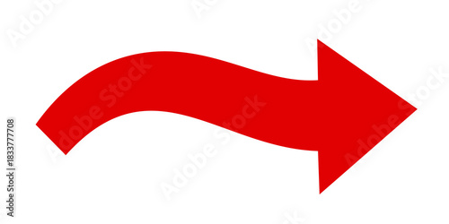 Curved red arrow direction element design