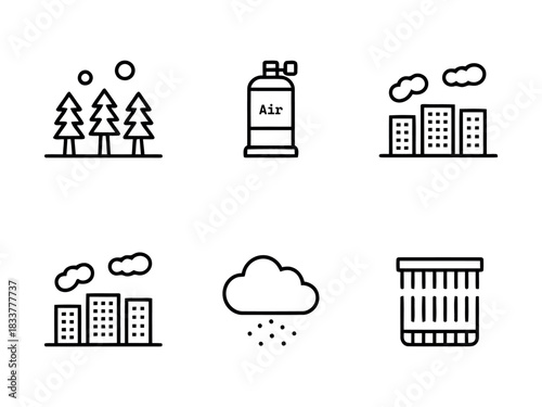 Environmental and industrial icons set isolated on transparent background, Vector