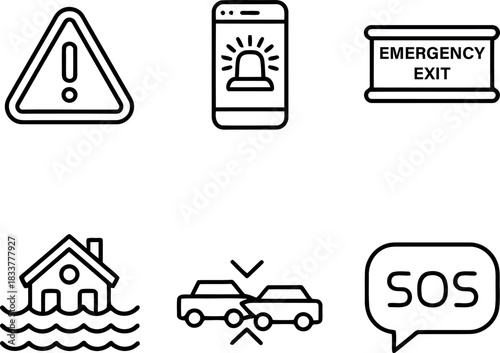 Emergency icons collection isolated on transparent background, Vector
