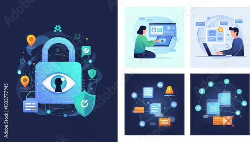 cybersecurity, data-privacy protection and secure software interfaces across futuristic
