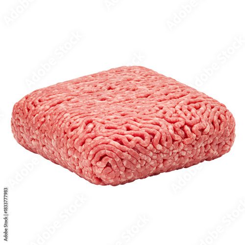 Fresh ground meat block on black background food ingredient raw product