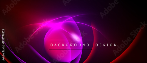 Abstract design features flowing curves, vibrant magenta, red hues. Text reads background design centered within composition.