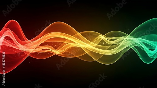 Abstract banner for black history month showing the power of colores red, yellow and green on the black background