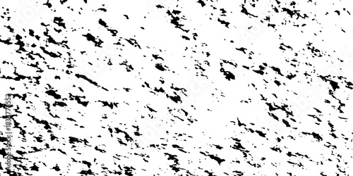 Distress urban overlay spotted concrete grain surface grainy noise rust wall grunge black splatter and white background. damaged chalk crack rough ink wall texture.	