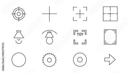 Minimalist line icons set for photo editing and camera focus tools