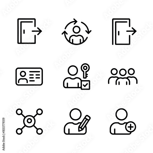 User account management icons isolated on transparent background, Vector