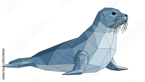 Geometric low poly seal design in cool tones
