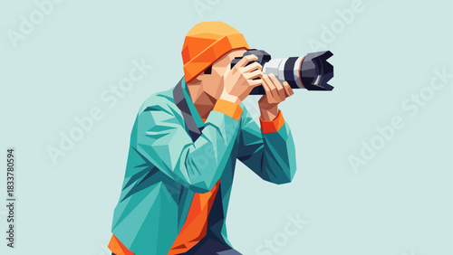 Geometric style photographer capturing the perfect shot in modern attire