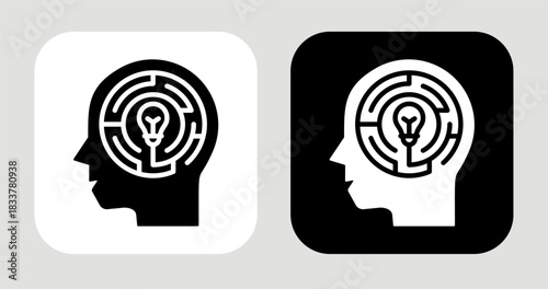 Thought Maze Icon In Black and White Glyph Style