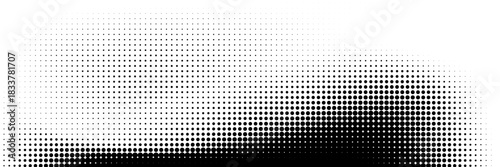 Halftone gradient. Dotted gradient, smooth dots spraying and halftones dot background seamless horizontal geometric pattern vector template set.