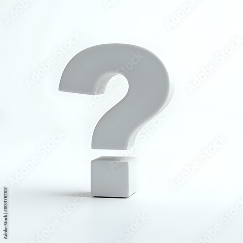 Gray Question Mark on White Background