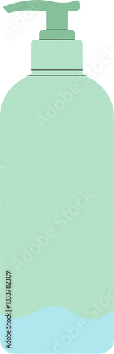 Simple flat vector illustration of a light green pump bottle for soap or lotion isolated on a white background.