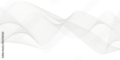 Abstract smooth white and gray gradient line frequency. isolated element creative blend curve flow line technology. modern white web banner vector beautiful waveform light music energy design.	