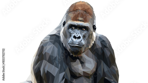 Geometric gorilla art: modern low poly wildlife design