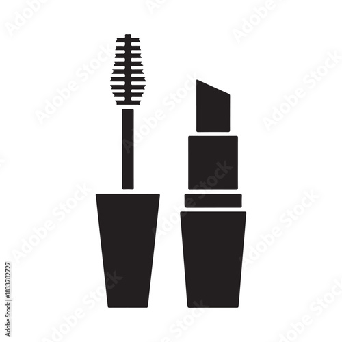 Mascara and lipstick icons for beauty and cosmetics