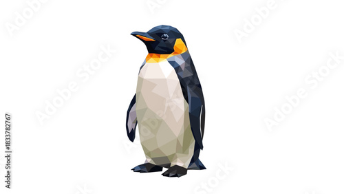 Geometric low poly penguin art with modern 3d triangular design