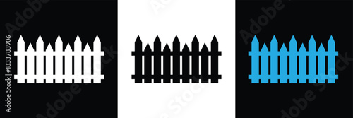 Fence  icon. Isolated on white and black background. Vector illustration. EPS 10 .