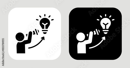 Idea Scope Icon In Black and White Glyph Style