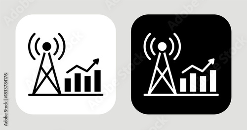 Market Signal Icon In Black and White Glyph Style