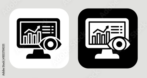 Data Vision Icon In Black and White Glyph Style