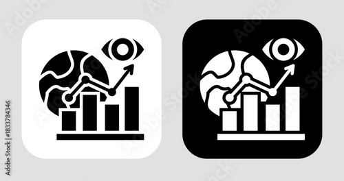 Market Vision Icon In Black and White Glyph Style