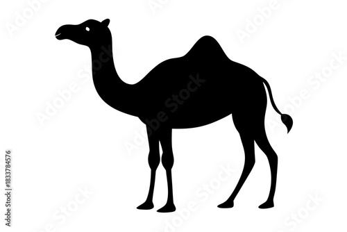 camel silhouette vector, dromedary camel black symbol
