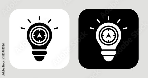 Idea Compass Icon In Black and White Glyph Style