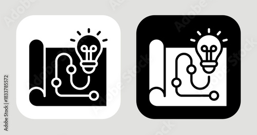Potential Map Icon In Black and White Glyph Style