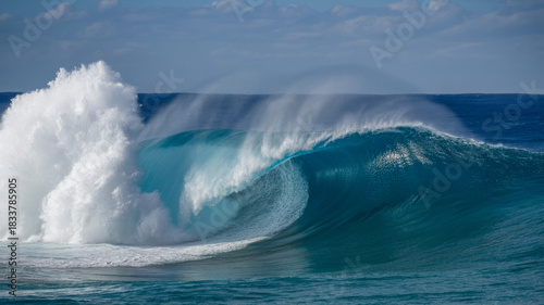 Fototapeta Naklejka Na Ścianę i Meble -  Powerful ocean wave crashing with white foam