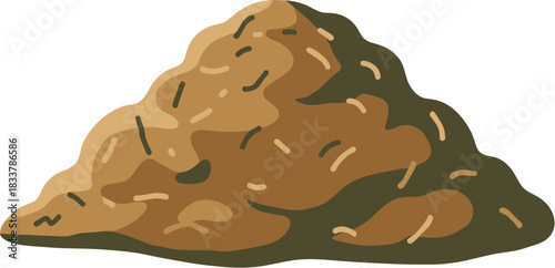 Vector illustration of a brown compost heap isolated on a white background.