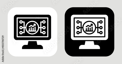 Data Network Icon In Black and White Glyph Style
