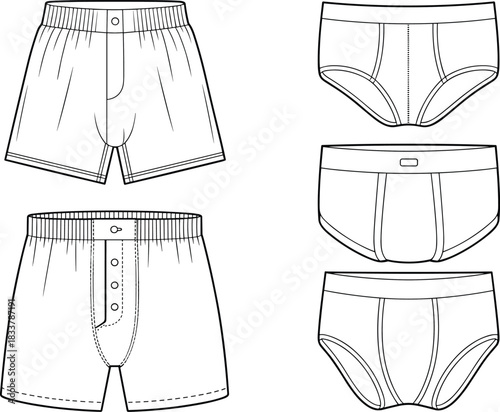 Boxer Shorts and Briefs Underwear Front and Back Views mens underwear mens clothing