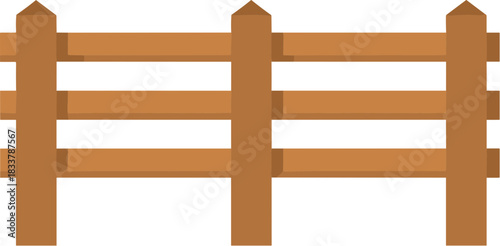 Simple brown wooden fence illustration isolated on a white background.