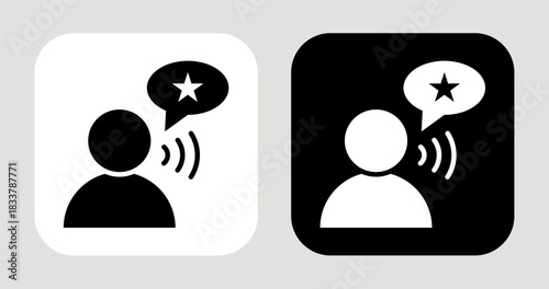Voice of Customer Icon In Black and White Glyph Style
