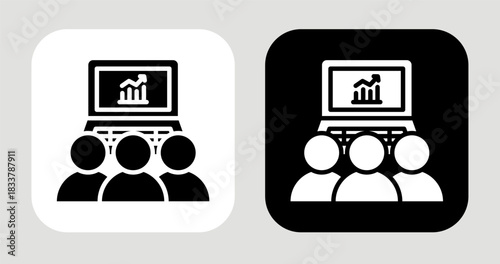 Research Panel Icon In Black and White Glyph Style