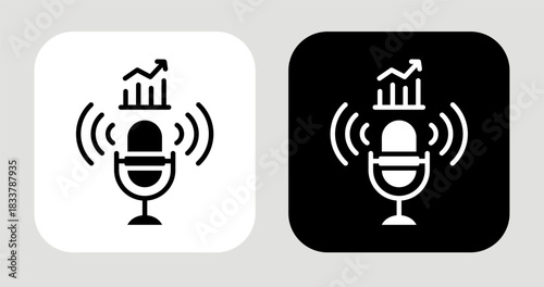 Voice Insight Icon In Black and White Glyph Style