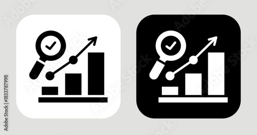 Market Fit Lens Icon In Black and White Glyph Style