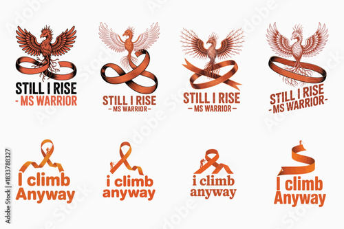 Phoenix with ribbons and climber on ribbons with text bird fire