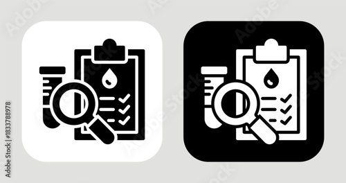 Blood Test Icon In Black and White Glyph Style