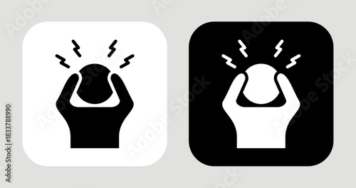 Headache Icon In Black and White Glyph Style