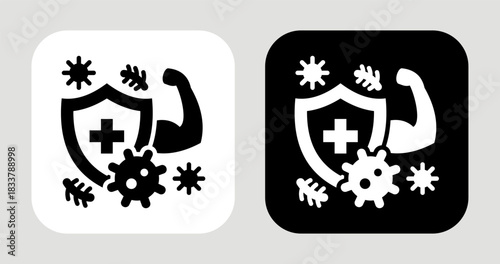 Immune Icon In Black and White Glyph Style