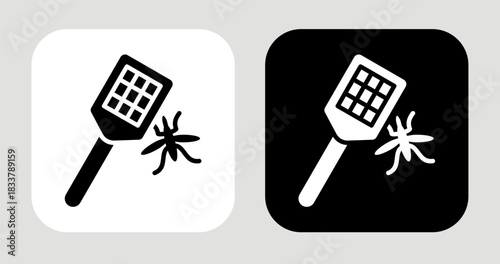 Fly Swatter Icon In Black and White Glyph Style