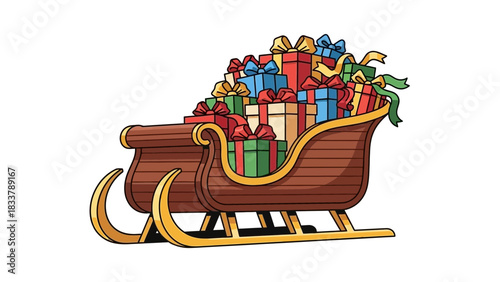 Festive Sleigh Filled with Gift Boxes for Holiday Celebration